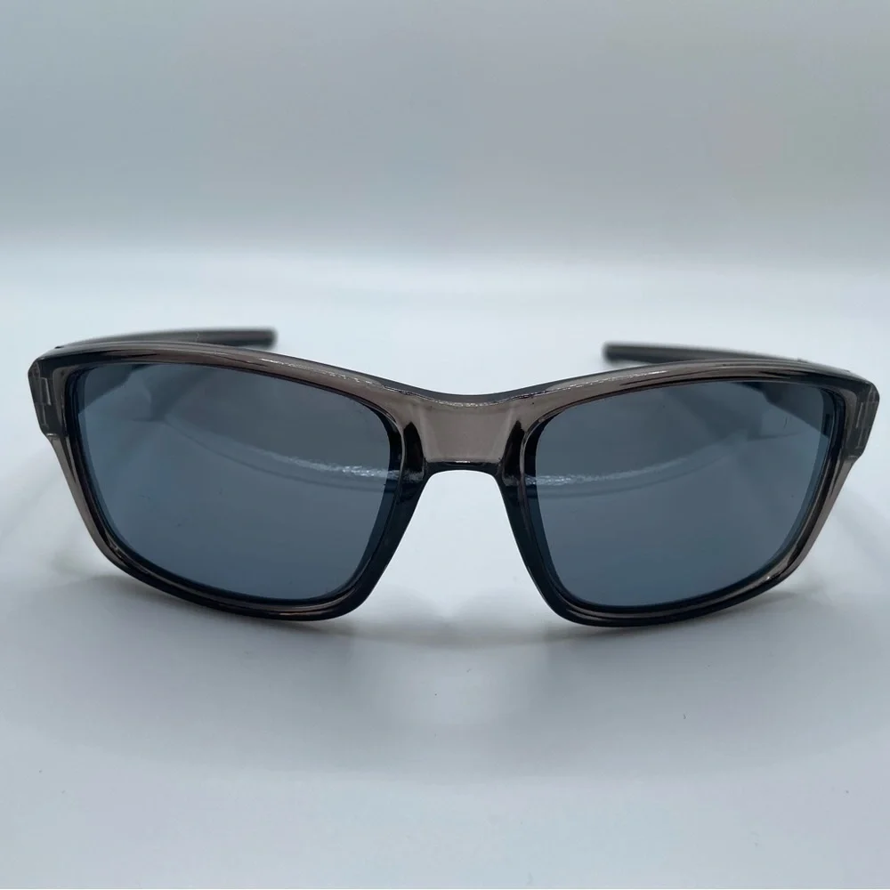 Translucent Gray Unisex Wrap-Around Sunglasses With Blue Lenses